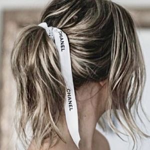 CHANEL Ribbon Authentic Gold & White Woven‎ Holiday Ribbon 60 Inches